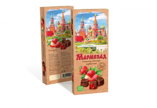 №2 Сладарт Мармелад Клубничный в темном шоколаде, 150г  в Ногинске